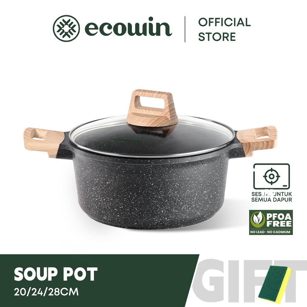 Ecowin 3 Quart Saucepan with Lid, Non Stick Small 3 Quart, Black