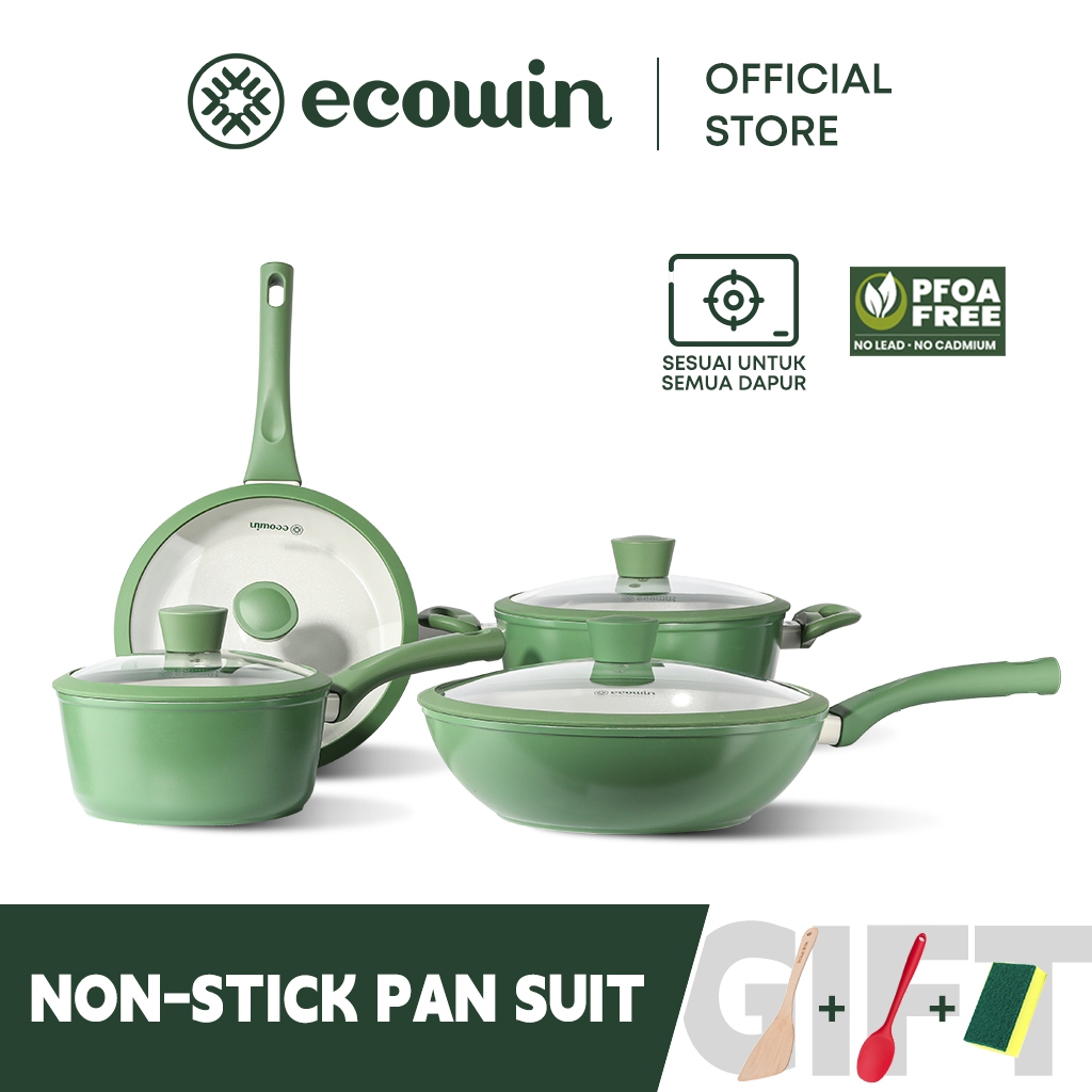 Ecowin Non Stick Frying Pan Kitchen Cookware Set 3/4 pcs Suitable