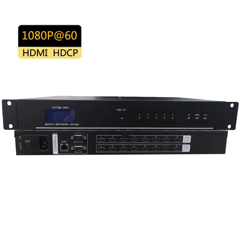 8X8 hdmi matrix switcher 1080P HDMI HDCP 8X16 16X16 HDMI matrix  switch with IP control and Android APP