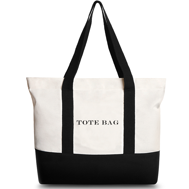 Canvas tote with outside pockets best sale