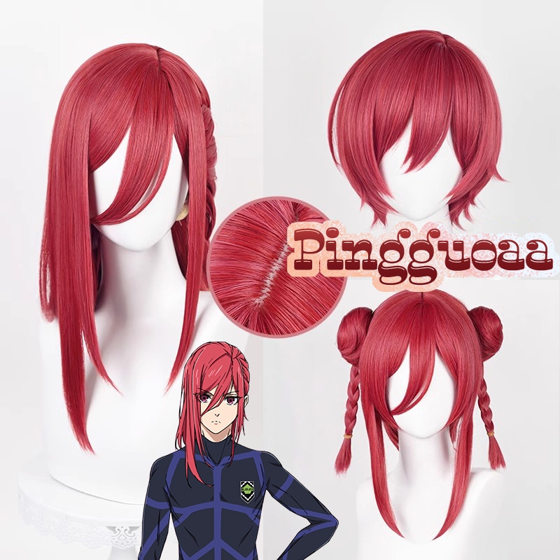 Anime BLUE LOCK Chigiri Hyoma Cosplay 53cm Wine Red Braided Hair Heat ...