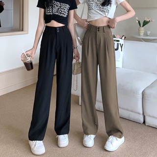 Suit Pants For Women High Waist Loose Casual Straight Wide Leg Trousers ...