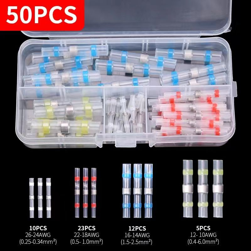 50Pcs With Box 4 Sizes Waterproof Heat Shrinkable Solder Sleeve Tube ...