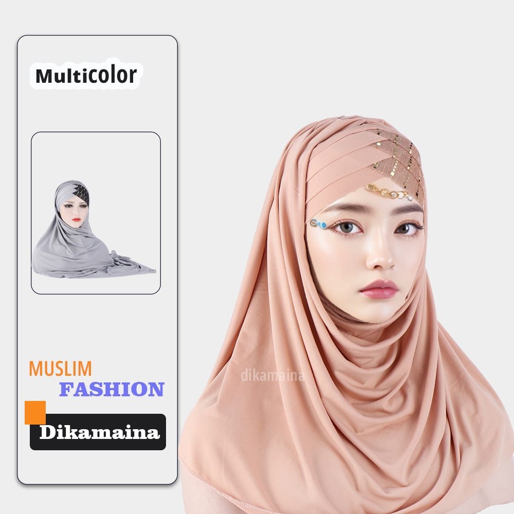 02 Forehead Cross Hair Wrap Hijab for Women Head Scarves Solid
