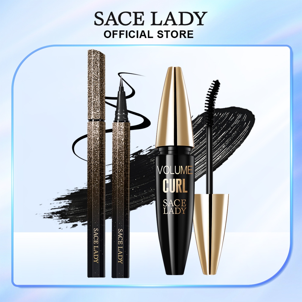 Sace Lady Waterproof Liquid Eyeliner Volume Black Mascara Long Lastingwater Prooflong 