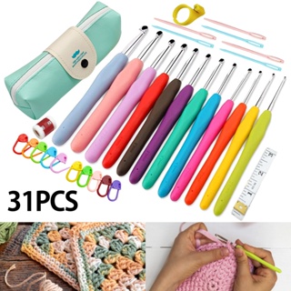 66Pcs Crochet Kits for Beginners Colorful Crochet Hook Set with Storage Bag  ☆