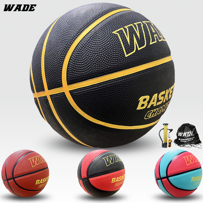 WADE Original Basketball Ball Size 7 Bola Rubber ball for Outdoor Adult Training Ball Kids Youth