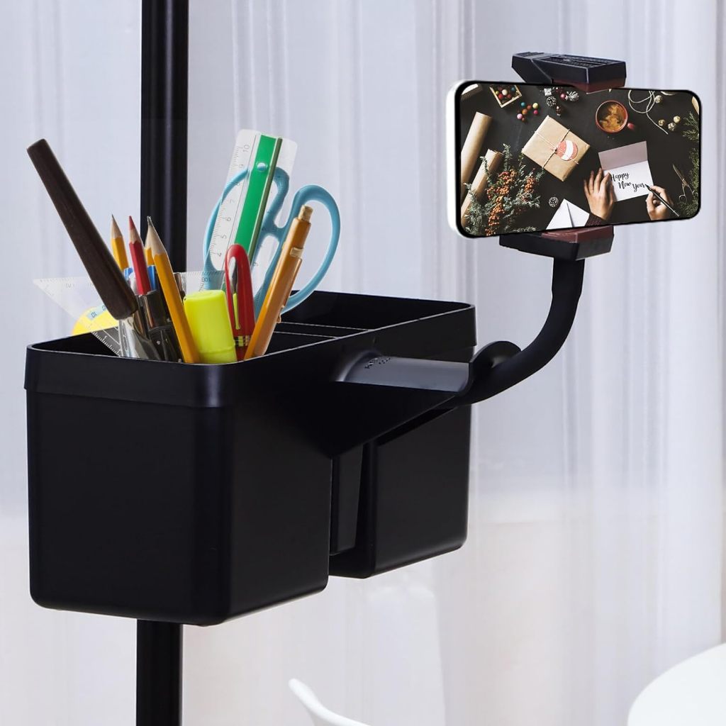 3 in 1 Microphone Stand Holder with Phone Holder, Dual Cup Holder