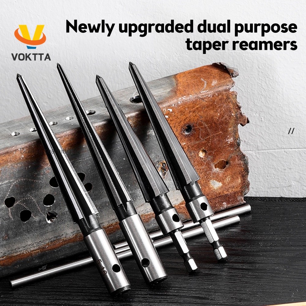 VOKTTA Bridge Pin Hole Hand Held Reamer T Handle Tapered 6 Flute
