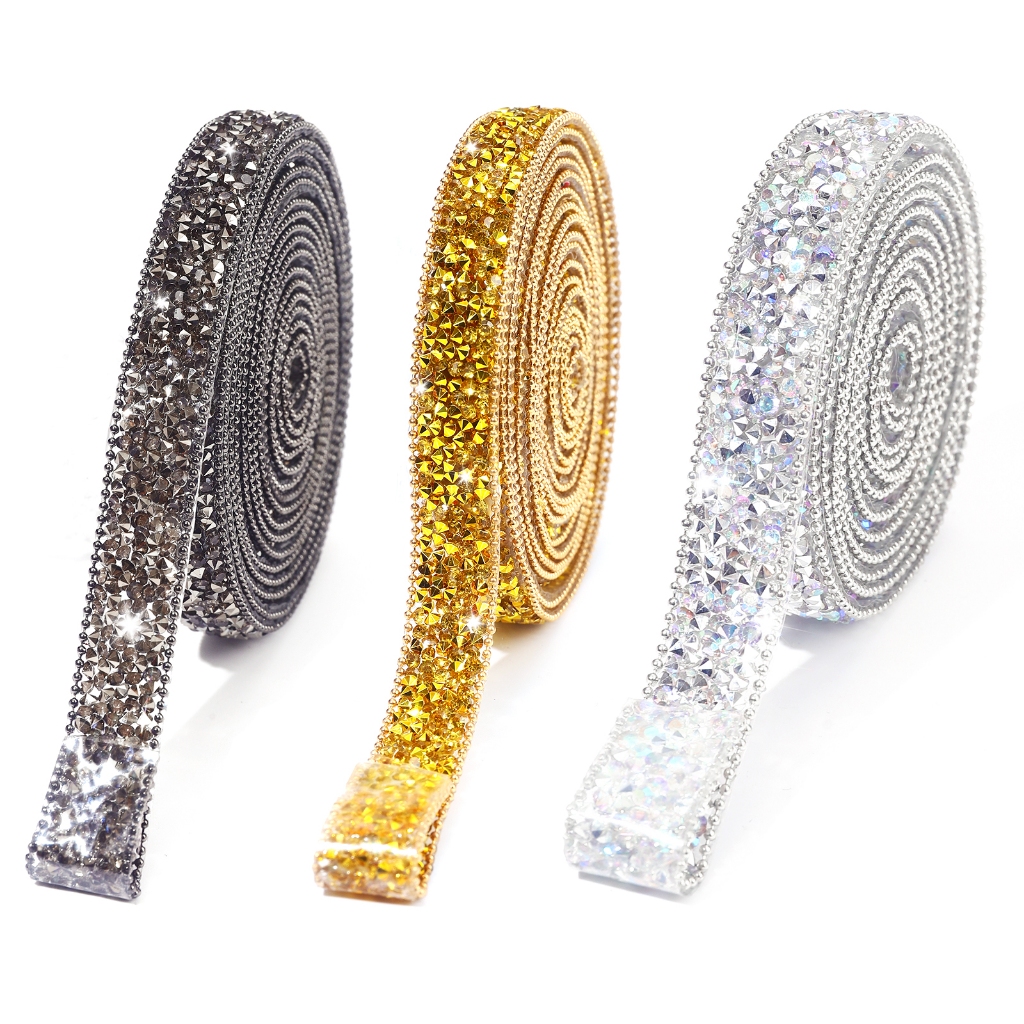 QIAO Self-adhesive Rhinestones Glitter Decorations 10mm/15mm Bead chain ...