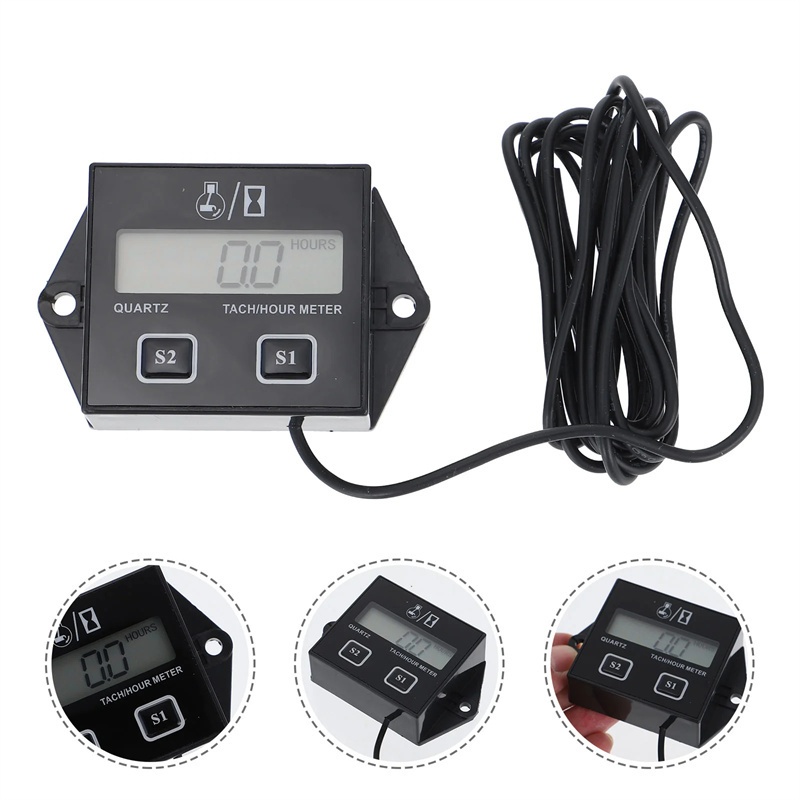 Engine Digital Display Tach Hour Meter Gauge Inductive Speedometer Car ...