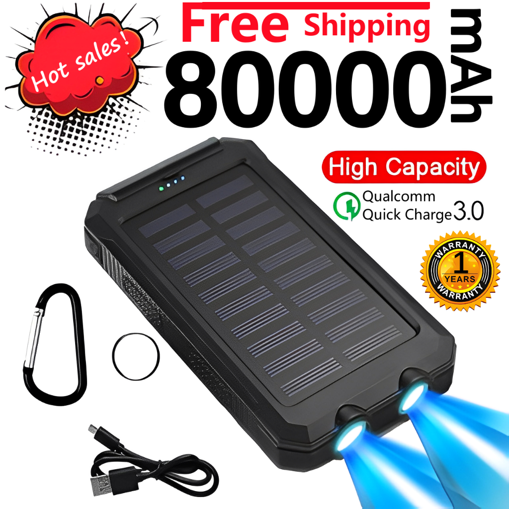 Solar power bank original 80000mah electronics solar charger fast charging  powerbank For iphone