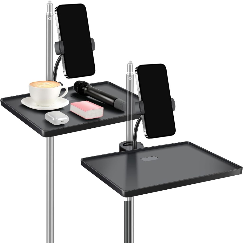 Microphone Stand Tray Music Mic Stand Tray Clamp On Shelf Adjustable