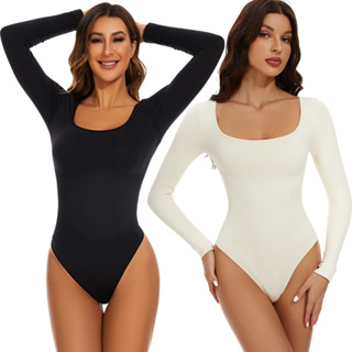 Women Long Sleeve Compression Soft Round Neck Slimming Sexy Thong Bodysuit  - China Jumpsuit and Lingerie price