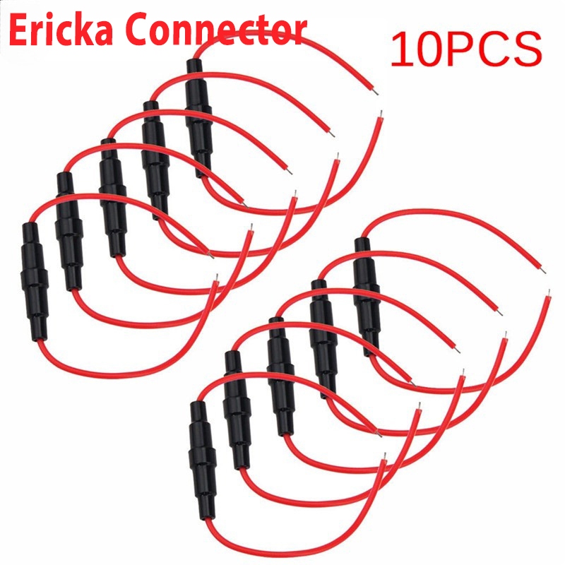 100pcs Inline Fuse Holder – Screw Type For 5x20mm Glass Fuses, 20AWG Wire, AGC Compatible-1308304