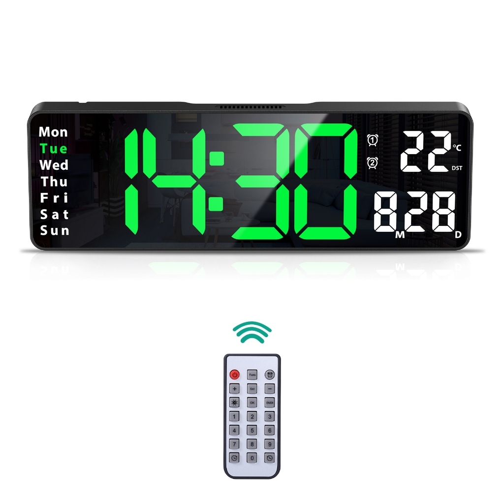 ORIA Digital Wall Clock Remote Control Clock with 13 inches Large LED ...