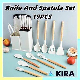 19pcs/set Silicone Cooking Utensil Set, Minimalist Wooden Handle Kitchen  Gadget Tool Set For Kitchen