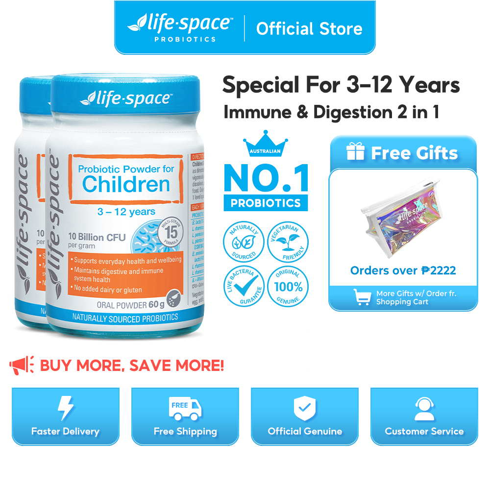 Life Space Bundle Set Kids 312 Years Old Probiotic Powder 60g*2 LSP025