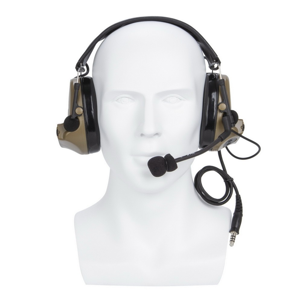 U94 PTT+Brown Tactical Headset and Noise Reduction Hearing Protection