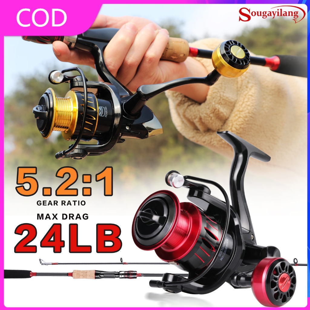 Sougayilang 1.65m Fishing Rod Fishing Reel Set 2 Sections Spinning ...