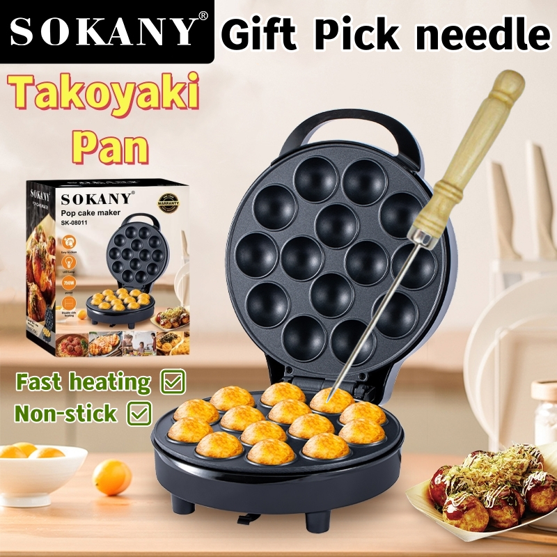 SOKANY 14 holes takoyaki pan Gift Pick needle takoyaki maker