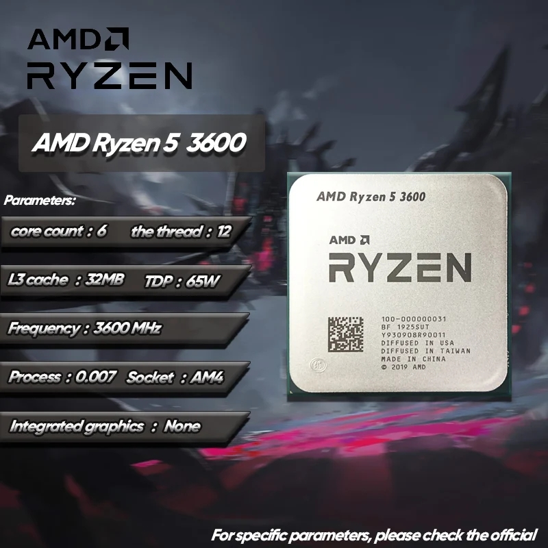 AMD Ryzen 5 3600-3.6 GHz - 6 cœurs - 12 Fils - 32 Mo Cache