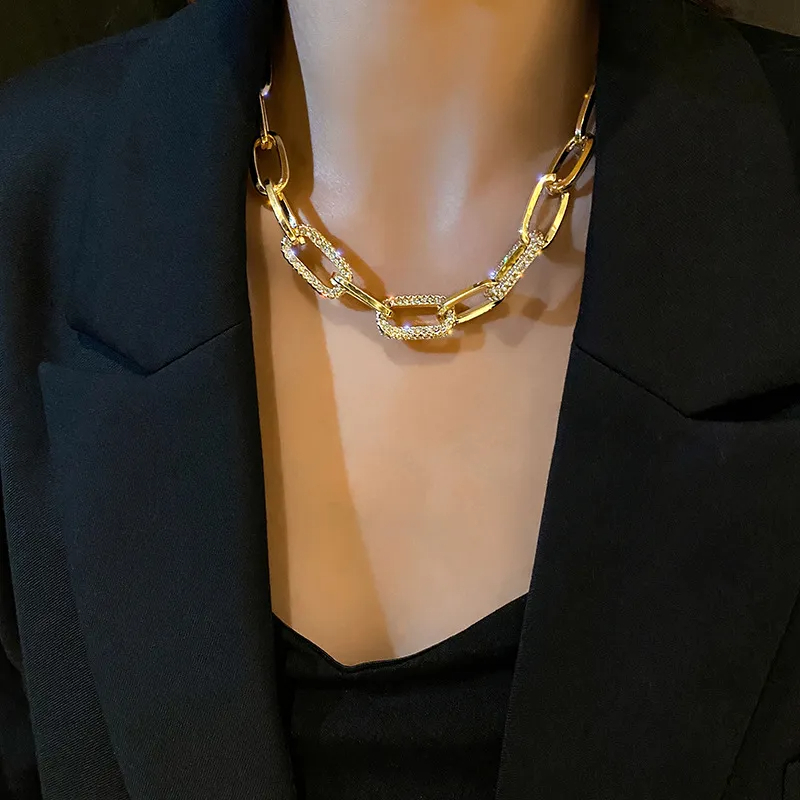 Metal Thick Chain Necklace Women's Clavicle Chain Neck Chain ...