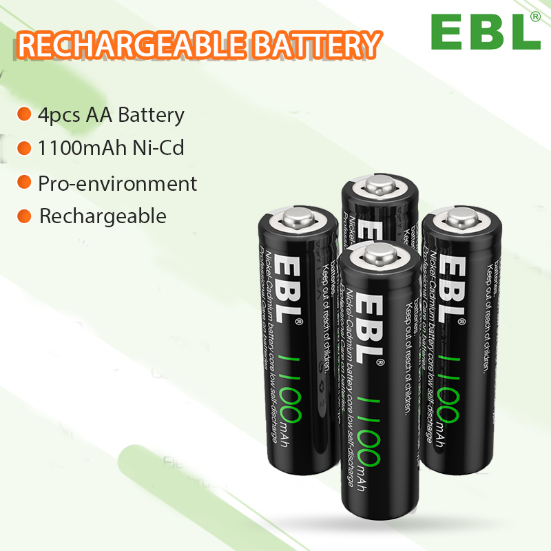 4x EBL AA 1100mAh Ni-Cd Rechargeable Battery + Box For Garden Solar Ni ...