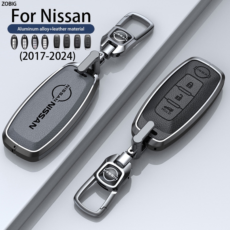 ZOBIG New Zinc alloy Leather case Car Key Fob Cover for 2024 Nissan ...