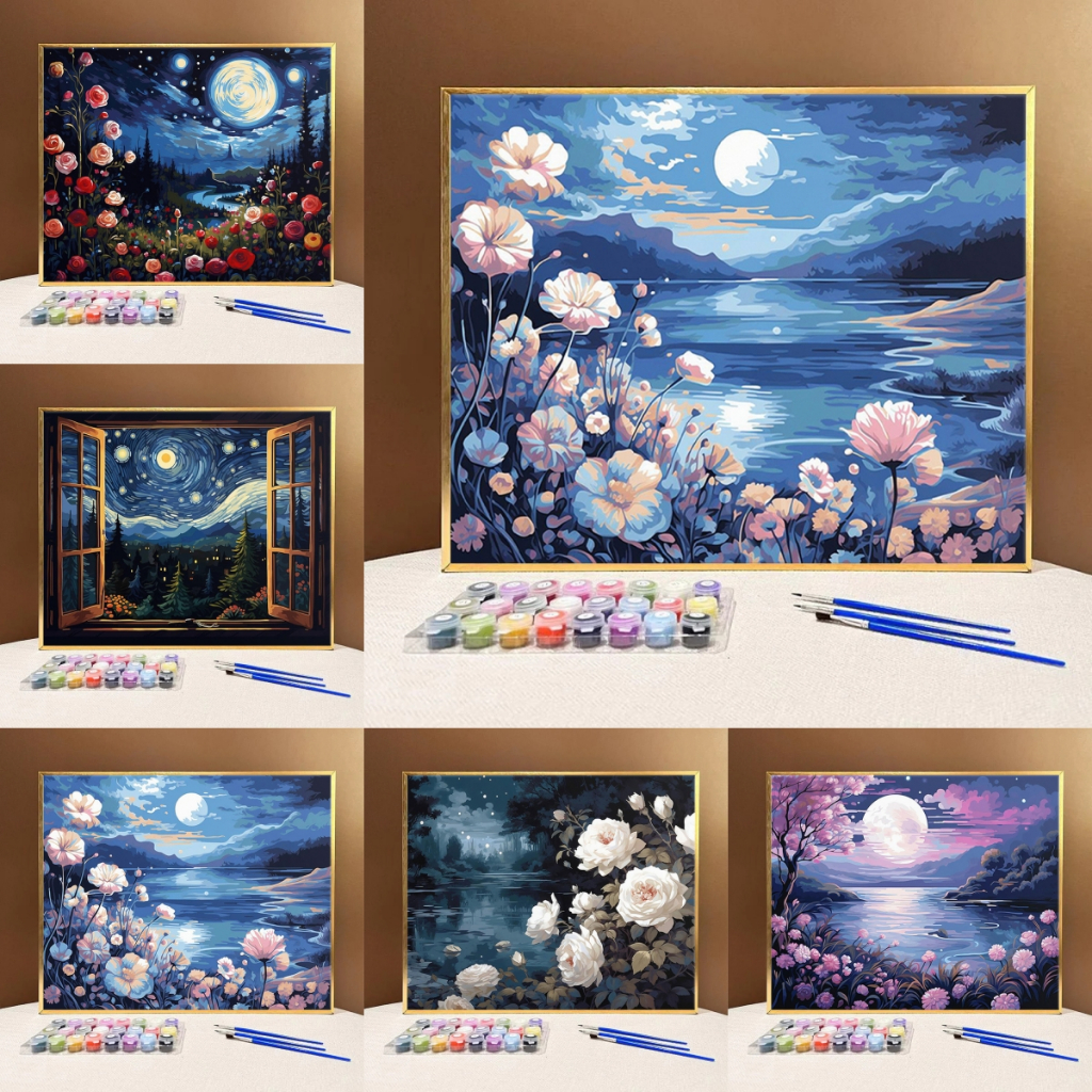 DROFE / Paint By Numbers / Moonlight night / Digital Oil Painting by