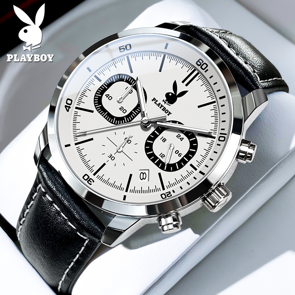 PLAYBOY Watch For Men Waterproof Luminous with Chronograph Calendar Comfortable Leather Strap Fashion Simple Style Men s Watch Genuine with Box 3065 Shopee Philippines