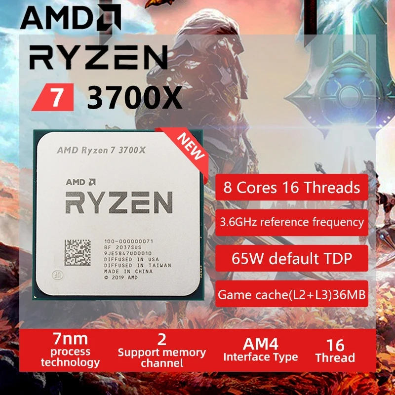 AMD Ryzen 7 3700X R7 3700X 3.6 GHz 7NM L3=32M 100-000000071 Eight-Core  Sinteen-Thread CPU Processor Socket AM4