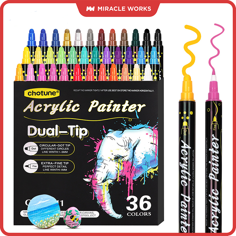 12/24/36 DualTip Acrylic Marker Pen Set Highligher Markers DIY