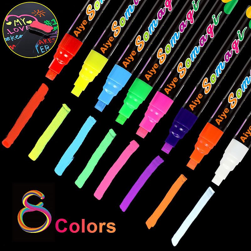 8 pcs Chalk Marker Pen Set 7mm LED Highlighter Washable Blackboard
