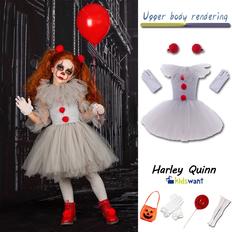 Joker Tutu Grey Children's Dress, Scary Clown, Children's Costume ...