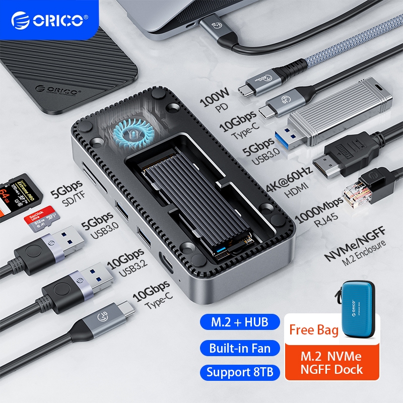 ORICO Docking Station Type C Usb Hub M.2 NVMe/SATA SSD Enclosure 10Gbps ...