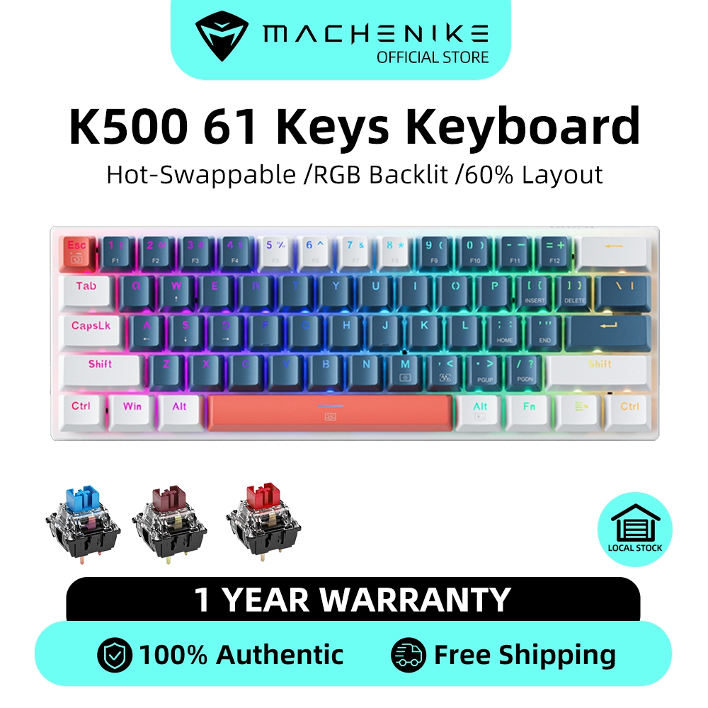 Machenike K B Wired Mechanical Keyboard Keys Hot Swappable Rgb Backlit Shopee Philippines