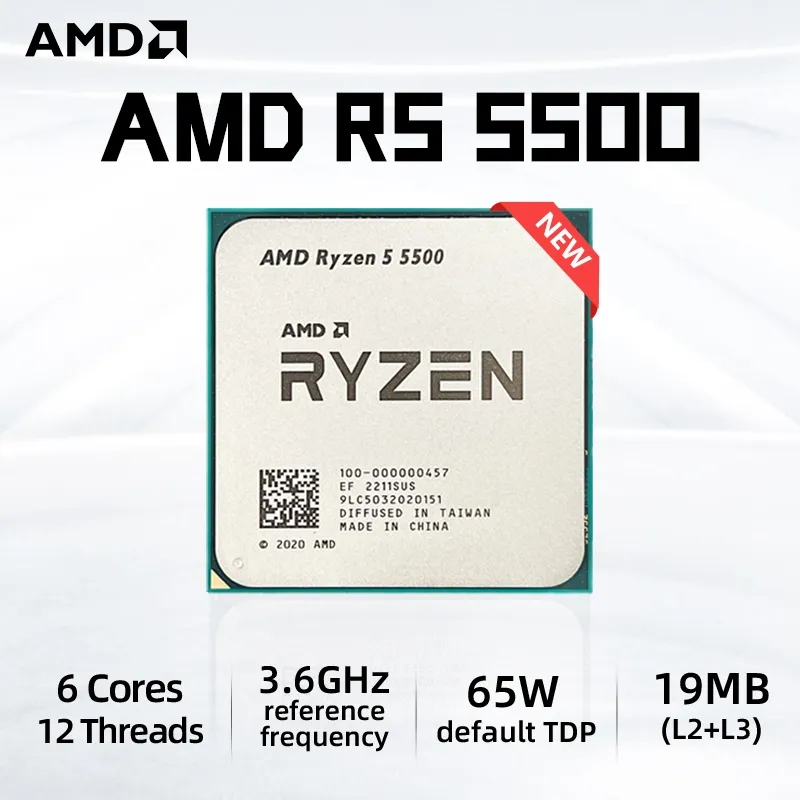 AMD Ryzen 5 5500 R5 5500 3.6GHz Six-Core Twelve-Thread CPU Processor ...