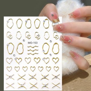 12 Sheets Rose Gold Thin Line Nail Art Stickers Decals Self-Adhesive  Pegatinas para Uñas Design Manicure Tips Nail Decoration for Women Girls