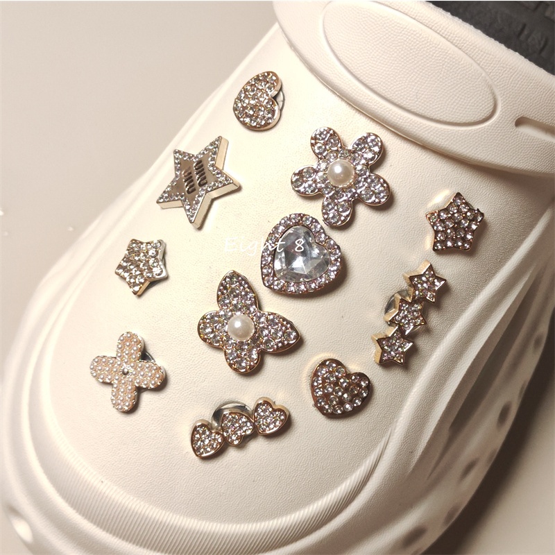 Diamond Pearl Series Croc Jibbitz Star Heart Shape Jibbits Pearls Jibiz ...