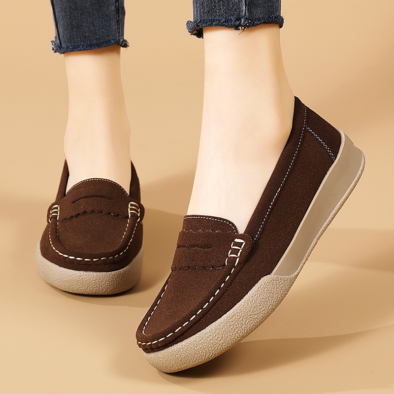 Suede Soft-soled Slip-on Casual Women's Shoes, Sizes 35-41 | Shopee ...