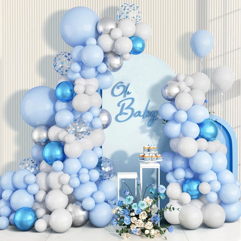 Sky Blue Balloons with Confetti Balloons Birthday Decorations Latex ...