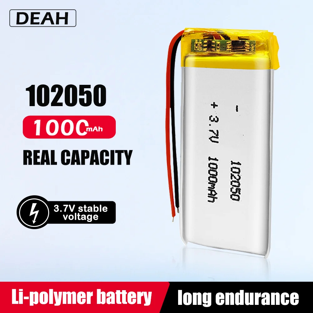Batteria Ricaricabile Lipo 3.7V 1000mAh Modello 102050 Con Connettore JST PH2.0