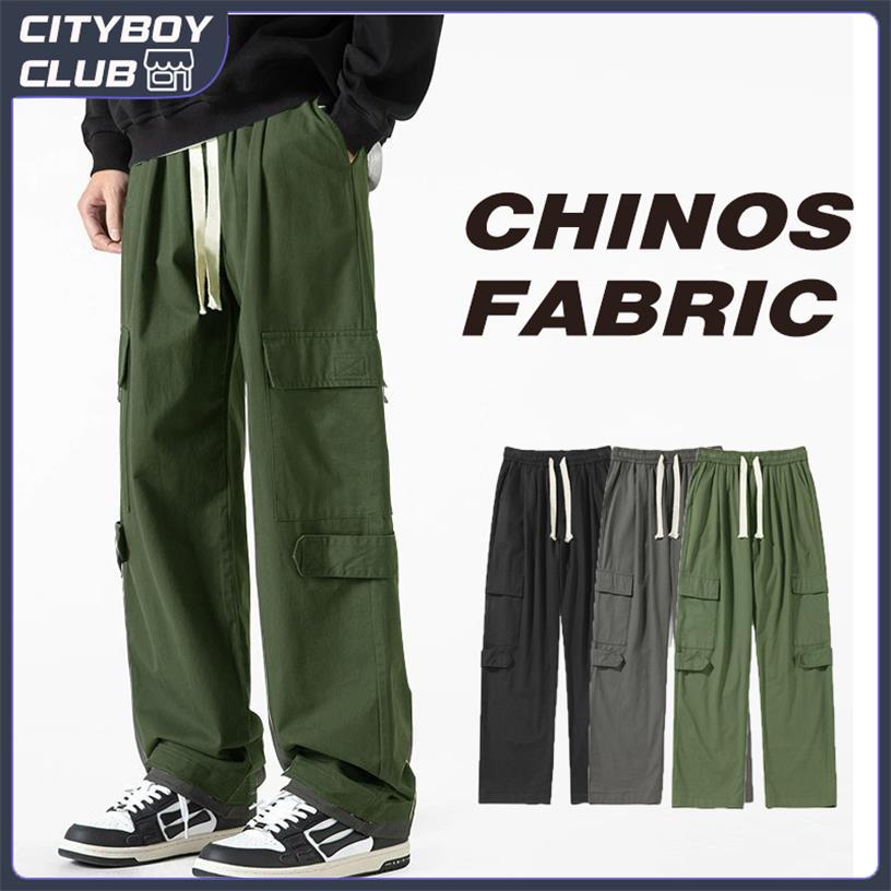 cargo pants straight cut side pocket plain pants unisex trouser Elastic