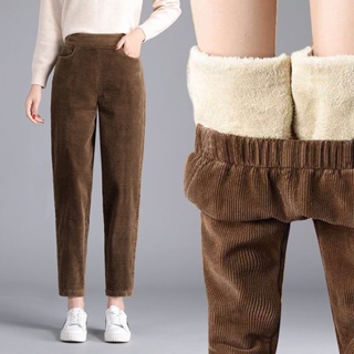 2024 Autumn Korean Winter Pants Women New Elastic Waist Corduroy