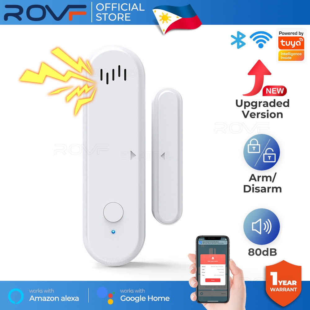 ROVF Tuya Smart Wi-Fi Door Window Sensor Open Closed Detectors Sound ...
