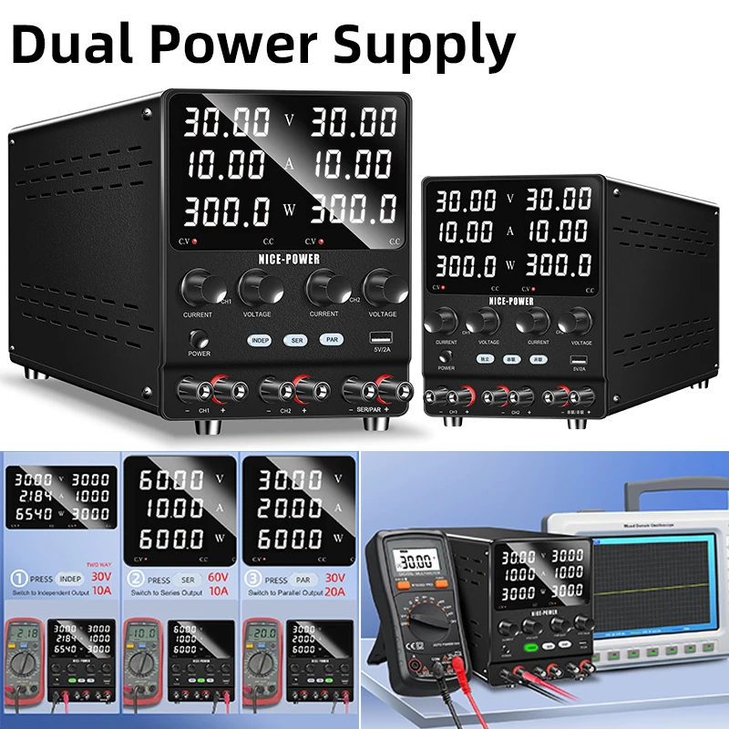 30V10A Dual Channel Output DC Power Supply 60V Laboratory Aging ...