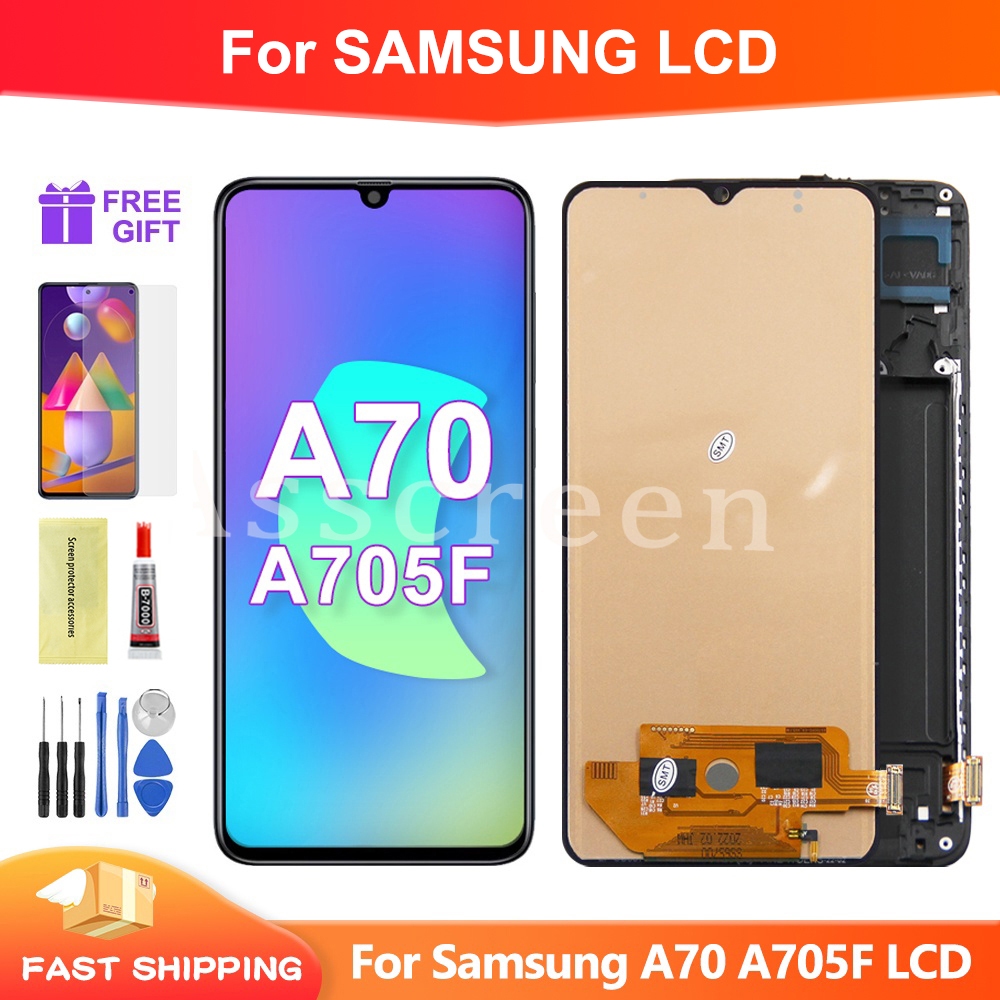 For Samsung Galaxy A70 LCD A705 A705F AMOLED TFT LCD Screen With Frame