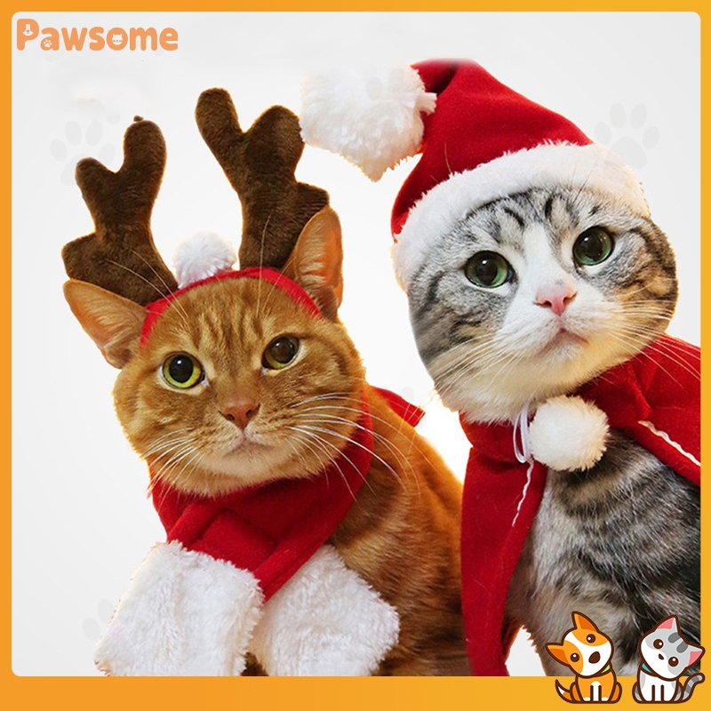 Weewooday 12 Pcs Mini Christmas Pet Santa Hat Scarf Set Adult Xmas Small Animal