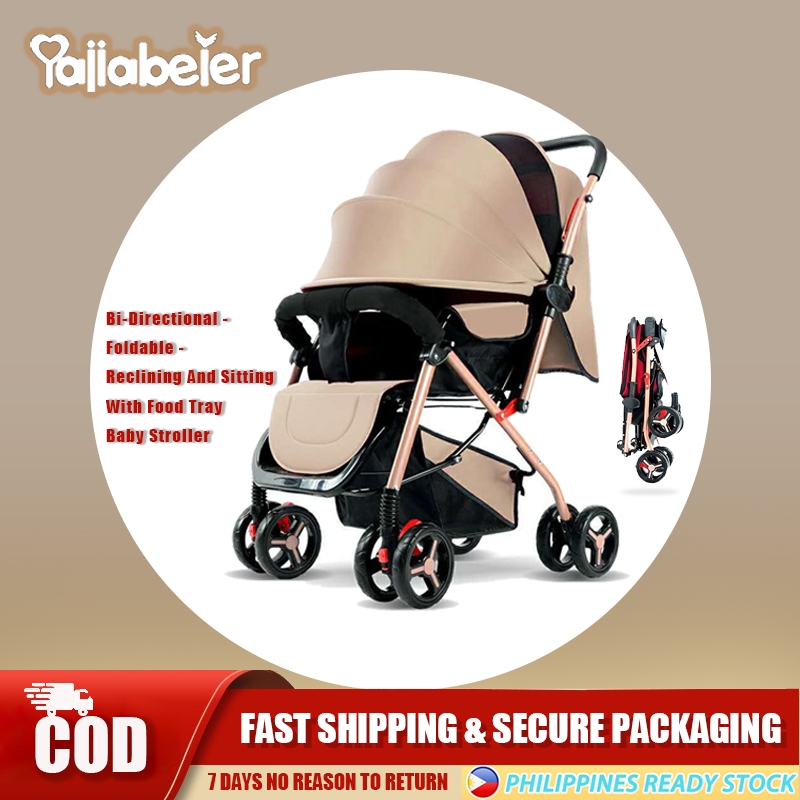 Yajiabeier Stroller for Baby with Canopy Foldable Stroller for Toddler  Two-Way Reversible Handle